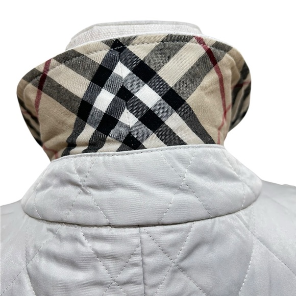 Burberry London White Quilted Puffer Jacket nova plaid check snap front medium - Picture 7 of 14
